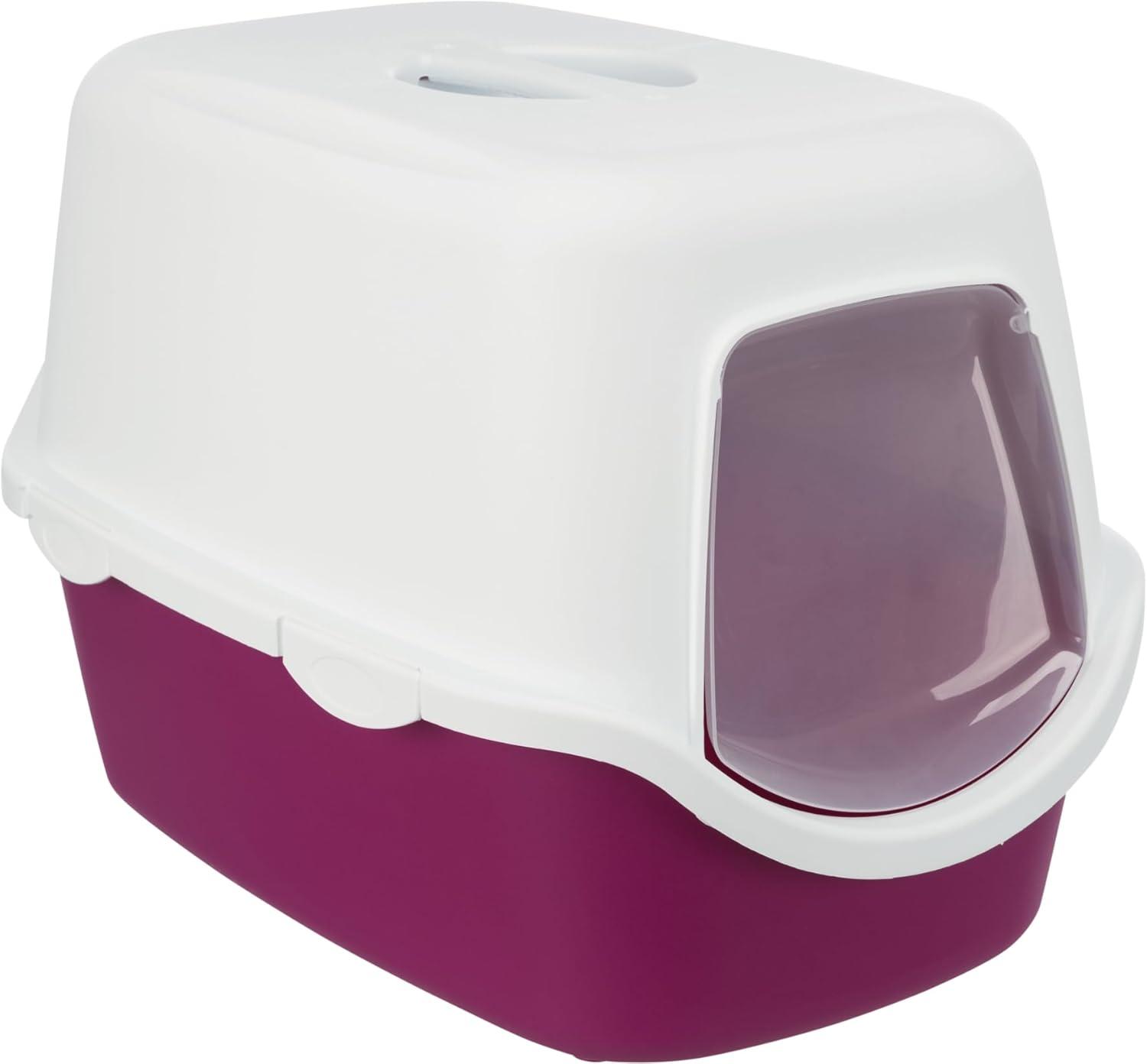 Vico Cat Litter Tray with Dome (Berry/ White)