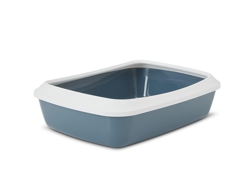 Iriz with Rim Litter Tray (White-Bluestone )