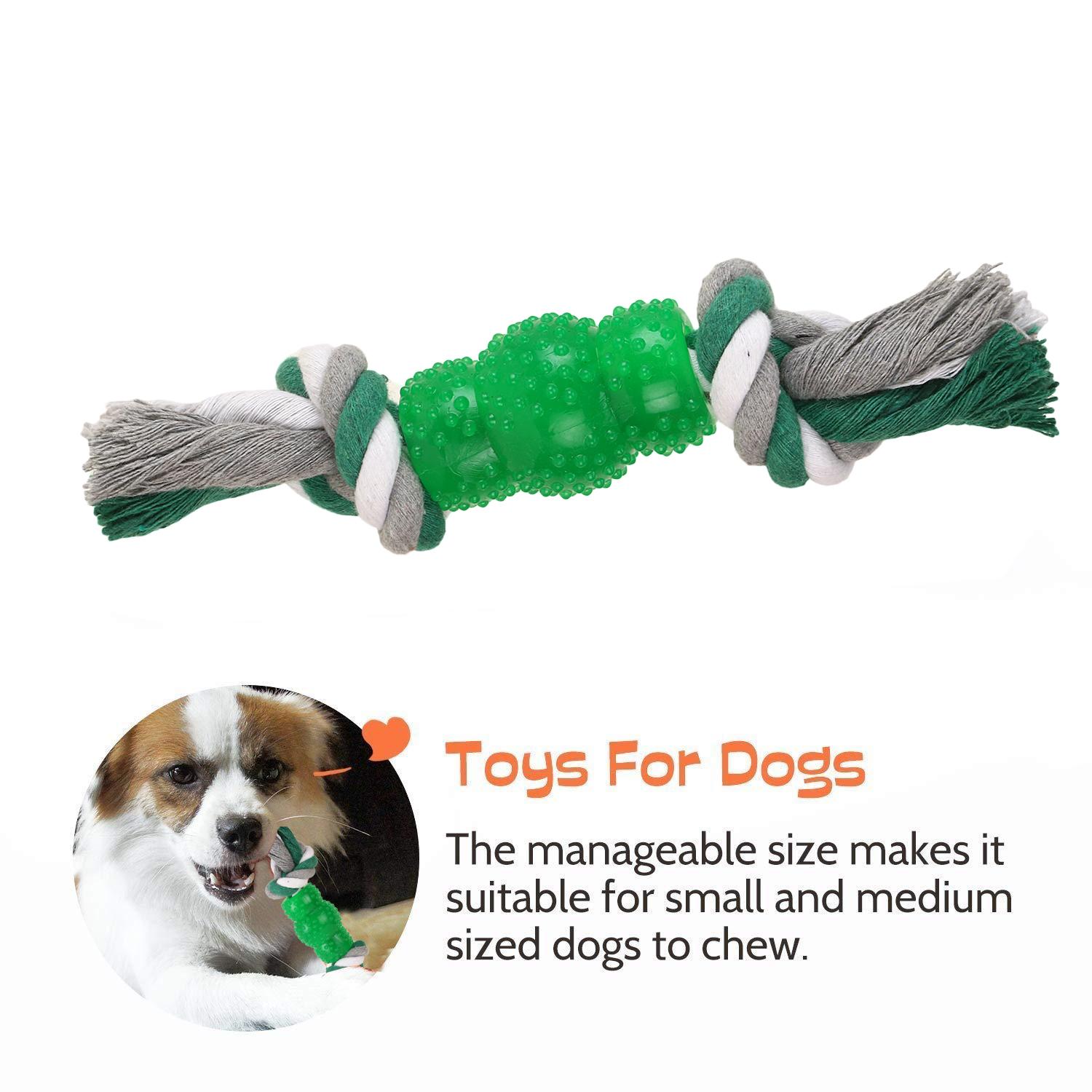 Basil Cotton Rope toys with Hard TPR Centre (Green)