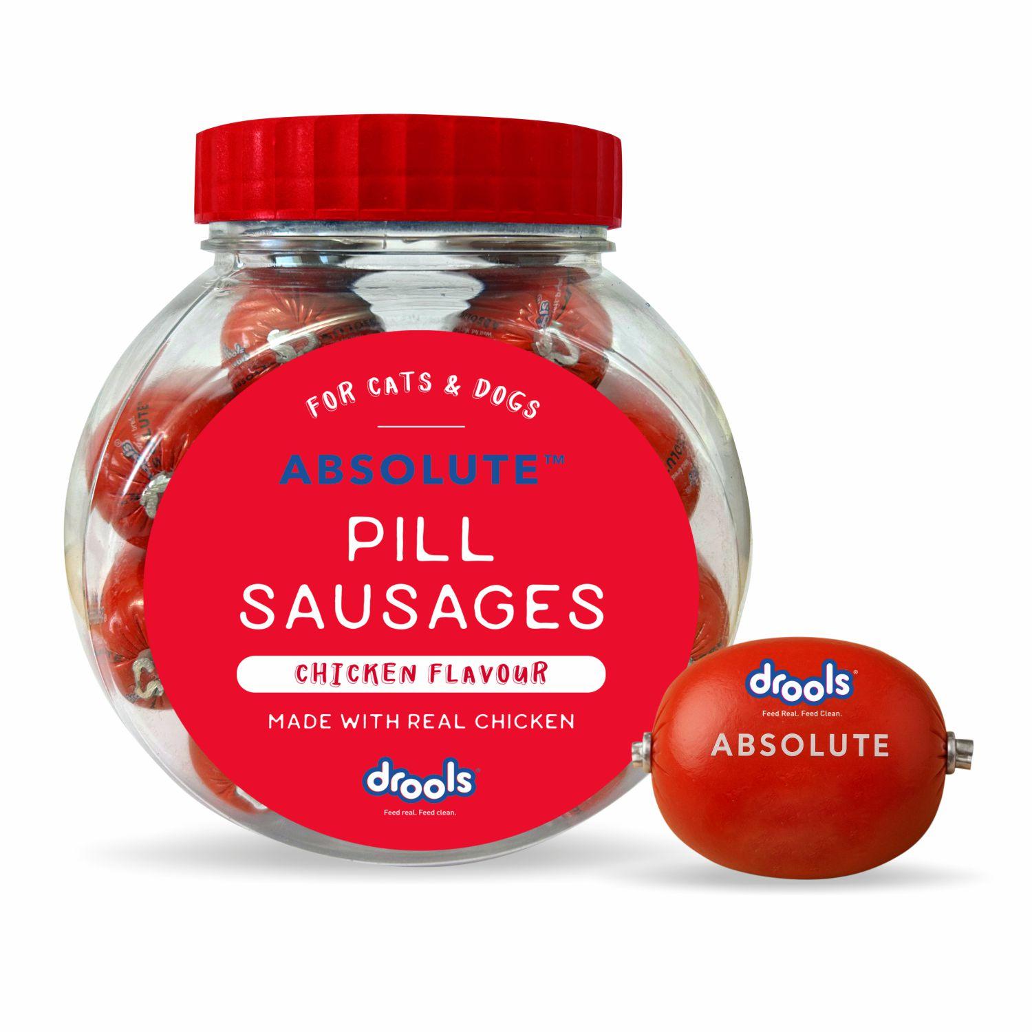 Dog Pill Sausage Treats Real Chicken for Adult & Puppy, 28 Pcs, 550g
