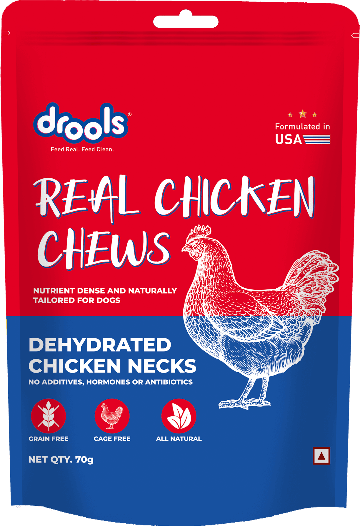 Dog Treats, Dehydrated Real Chicken Chews Necks, 70g