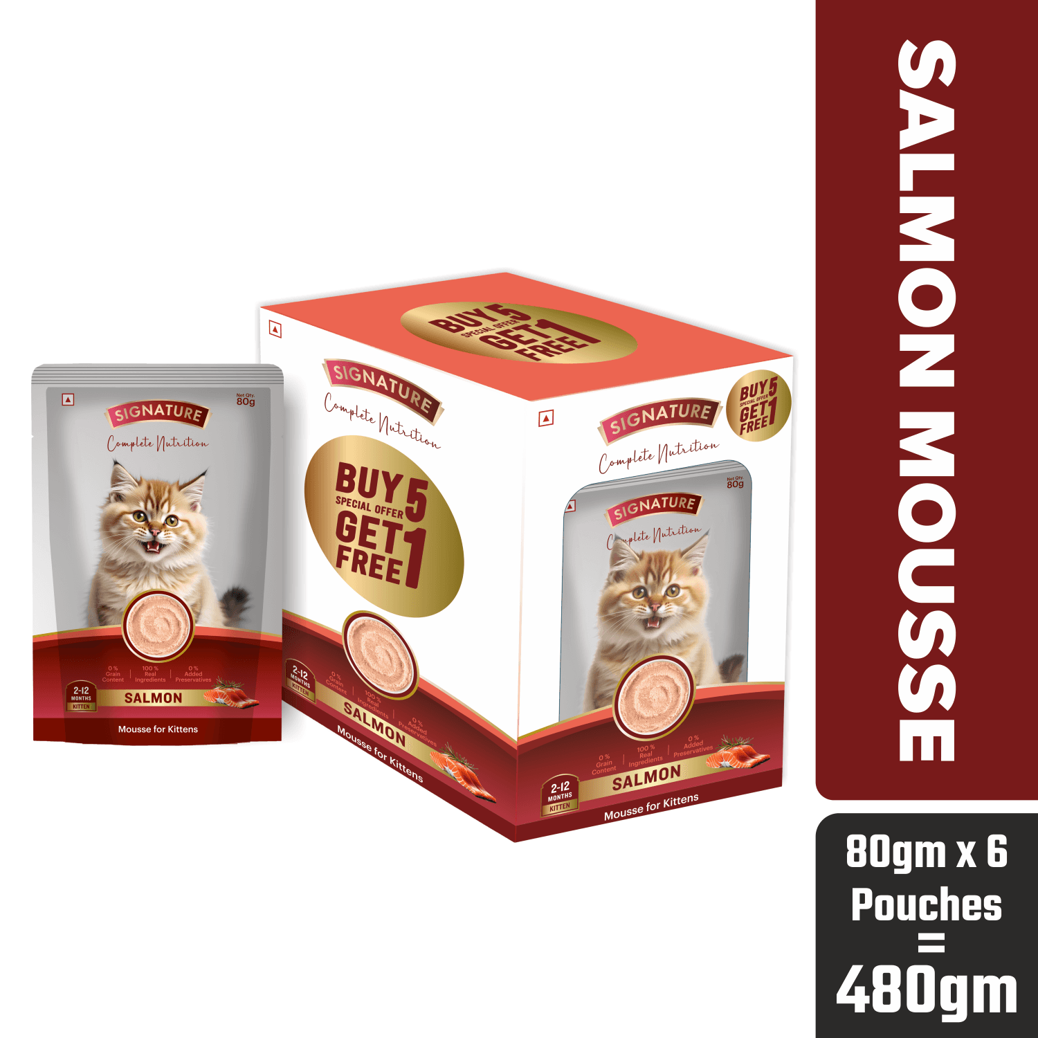 Salmon Mousse Kitten 80gm (5+1)Pc