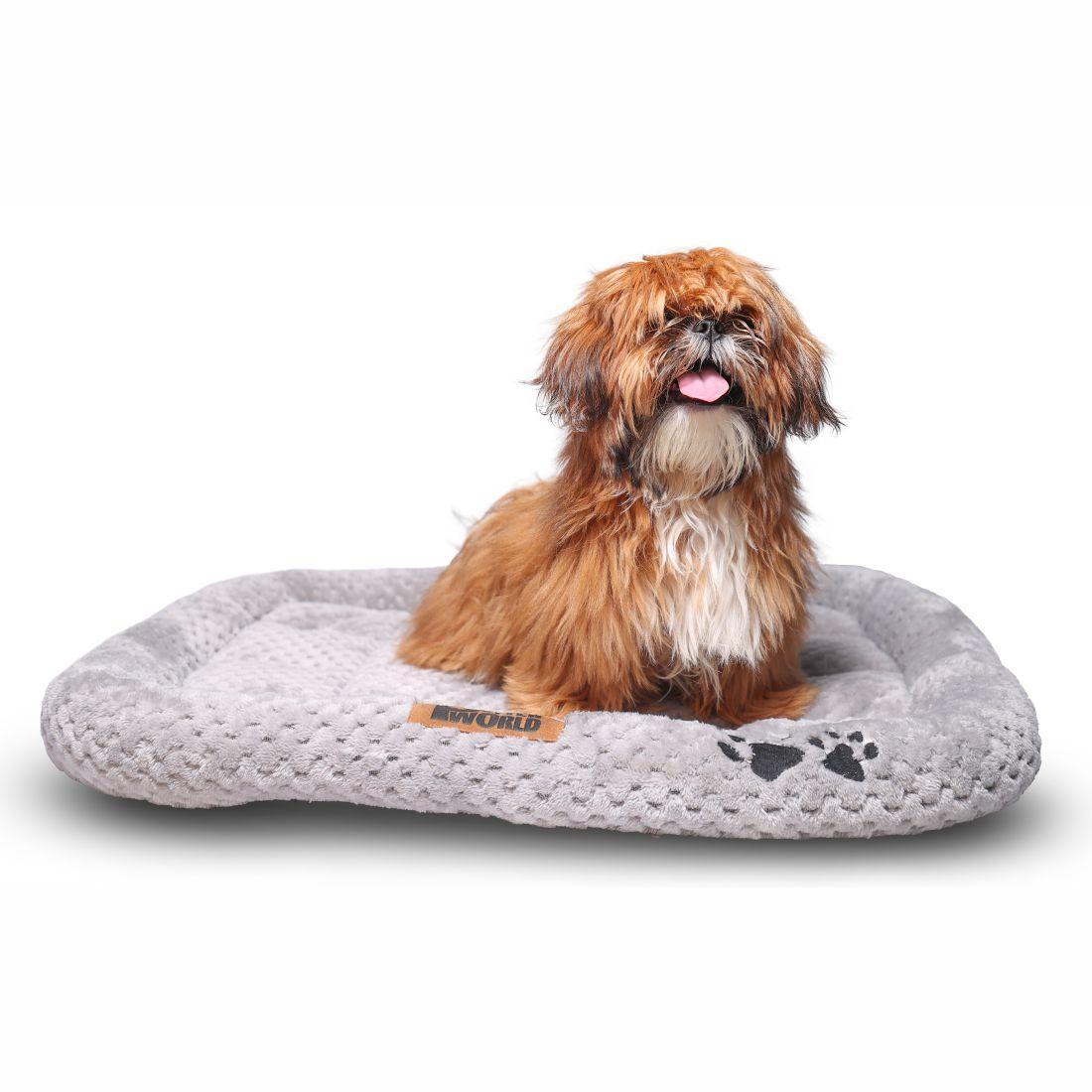 All Weather Ultra Soft Dog Mat with Padded Perimeters for Head & Jaw Support for Small Breeds, Meteorite