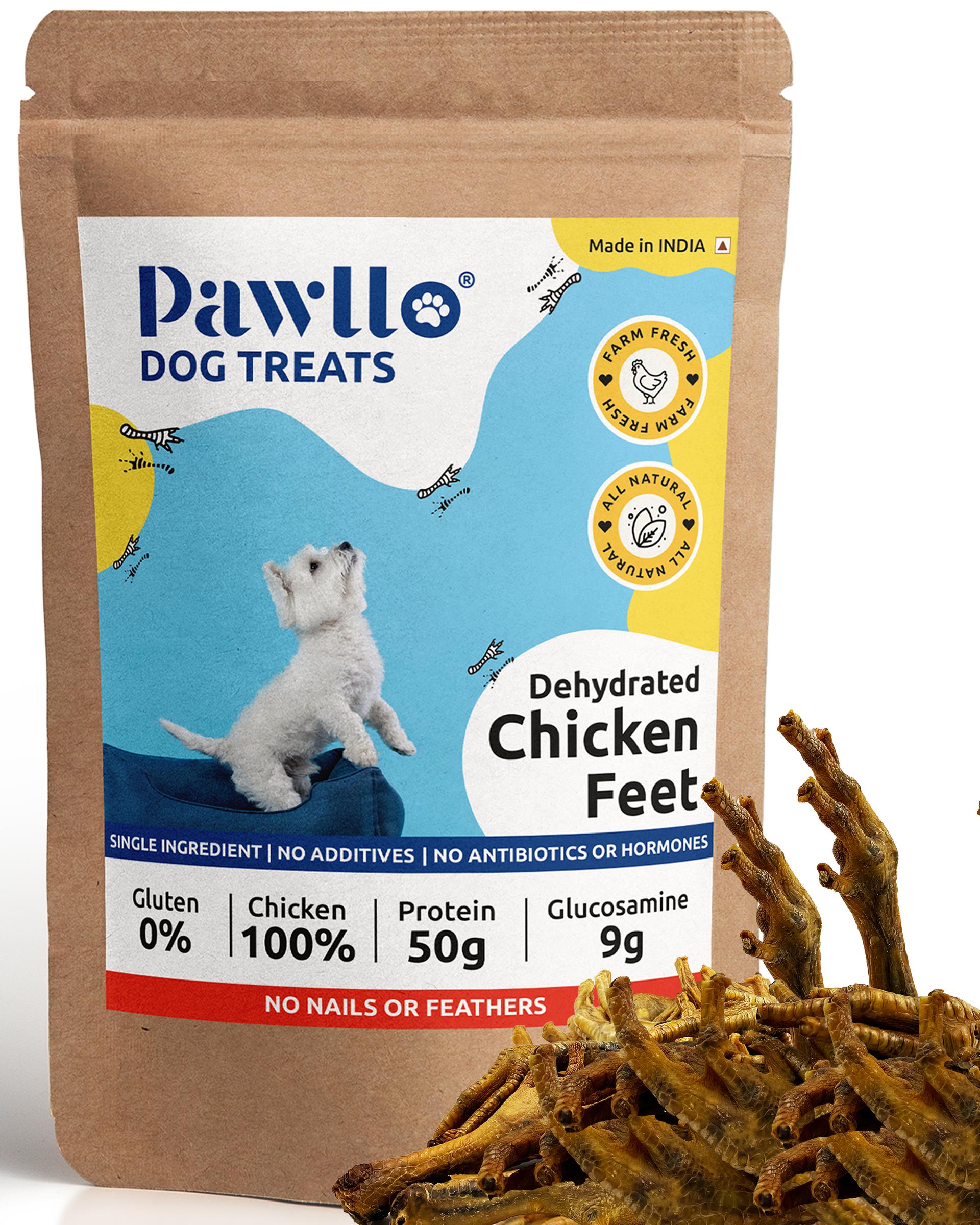 Pawllo Chicken Feet for Dogs | Highly Nutritional Dog Treats | Dried Dehydrated Chicken Feet | Glucosamine-Rich Treats