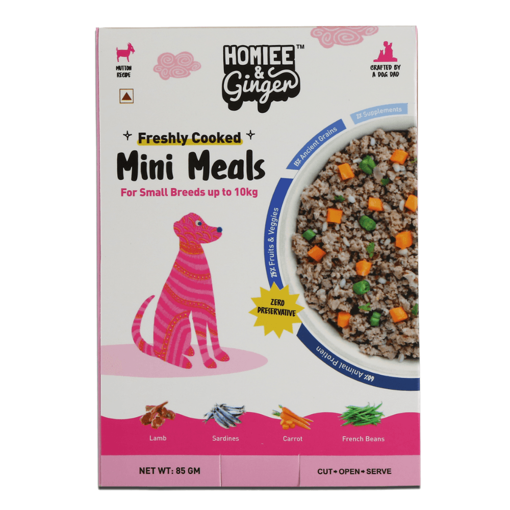 Homiee & Ginger Mini Meals Lamb & Fish Recipe &Wet Food Premium Dog Food 85 gm(PACK of 4)