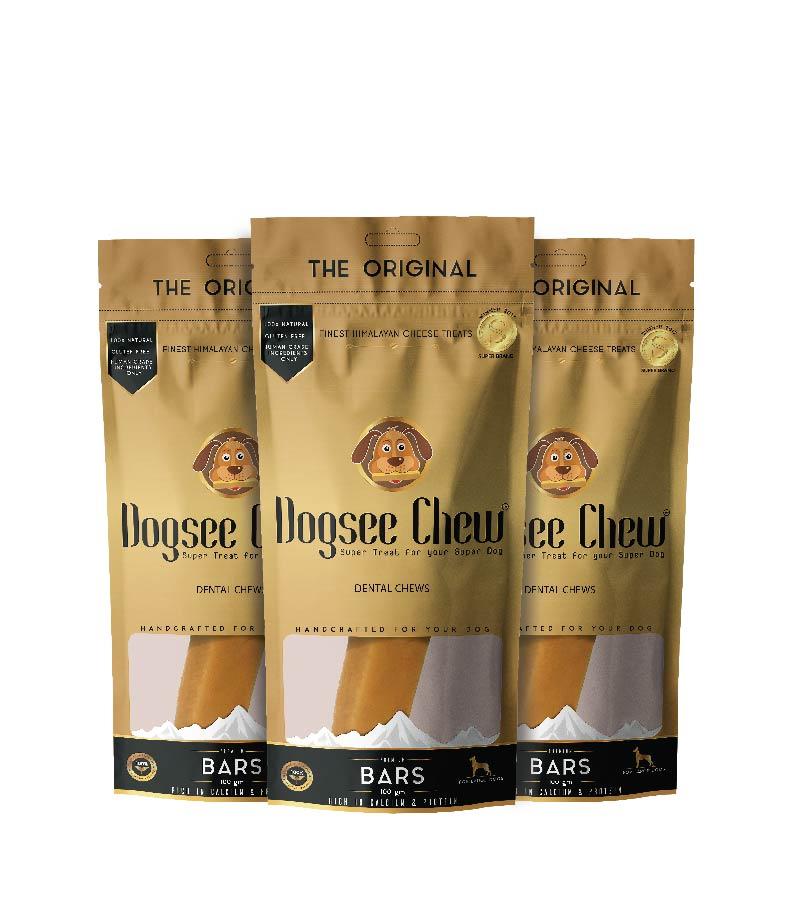 Dogsee Chew Bars for Dogs - Medium Bars - 140g (Pack of 3) | 100% Natural Himalayan Yak Chews | Smoke Dried | Long Lasting | Helps Fight Plaque & Tartar | Promotes Healthy Immune System