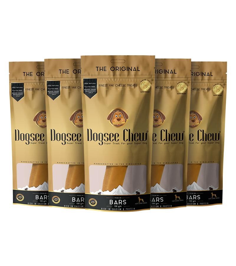 Dogsee Chew Bars for Dogs - Medium Bars - 140g (Pack of 5) | 100% Natural Himalayan Yak Chews | Smoke Dried | Long Lasting | Helps Fight Plaque & Tartar | Promotes Healthy Immune System
