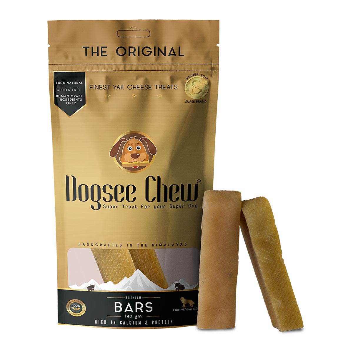 Dogsee Chew Bars for Dogs - Medium - 140g | 100% Natural Himalayan Yak Chews | Smoke Dried | Long Lasting | Helps Fight Plaque & Tartar | Promotes Healthy Immune System