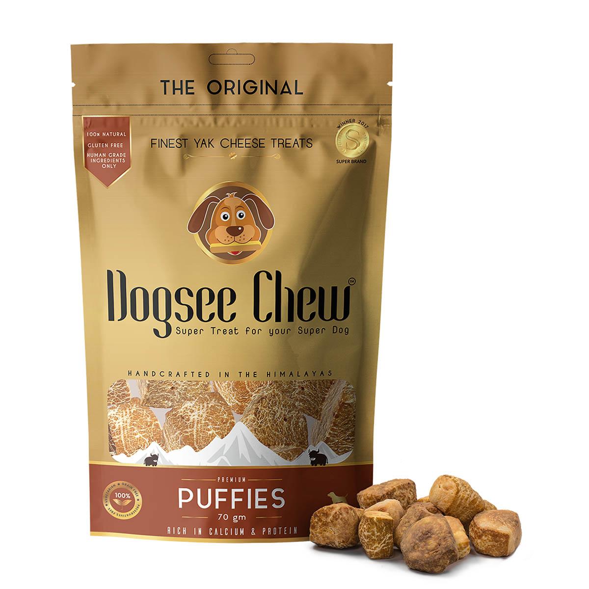 Dogsee Chew Puffies | 100% Natural Himalayan Yak Chews | Ideal Training Treats | Gluten-Free and Grain-Free Nutrition for Dogs of All Ages and Breeds - 70 Gm