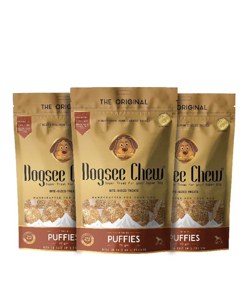 (Pack of 3) Dogsee Chew Puffies, Bite-Sized Training Treats for All Dogs 70 GMS