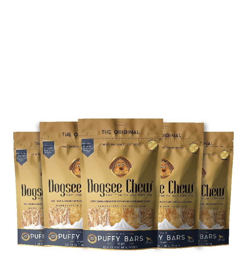 Dogsee Chew Puffy Bars - 70g(Pack of 5) | 100% Natural Himalayan Yak Chews | Helps Fight Plaque and Tartar | Maintains a Healthy Coat and Shiny Fur | Ideal for Dogs of All Ages and Breed