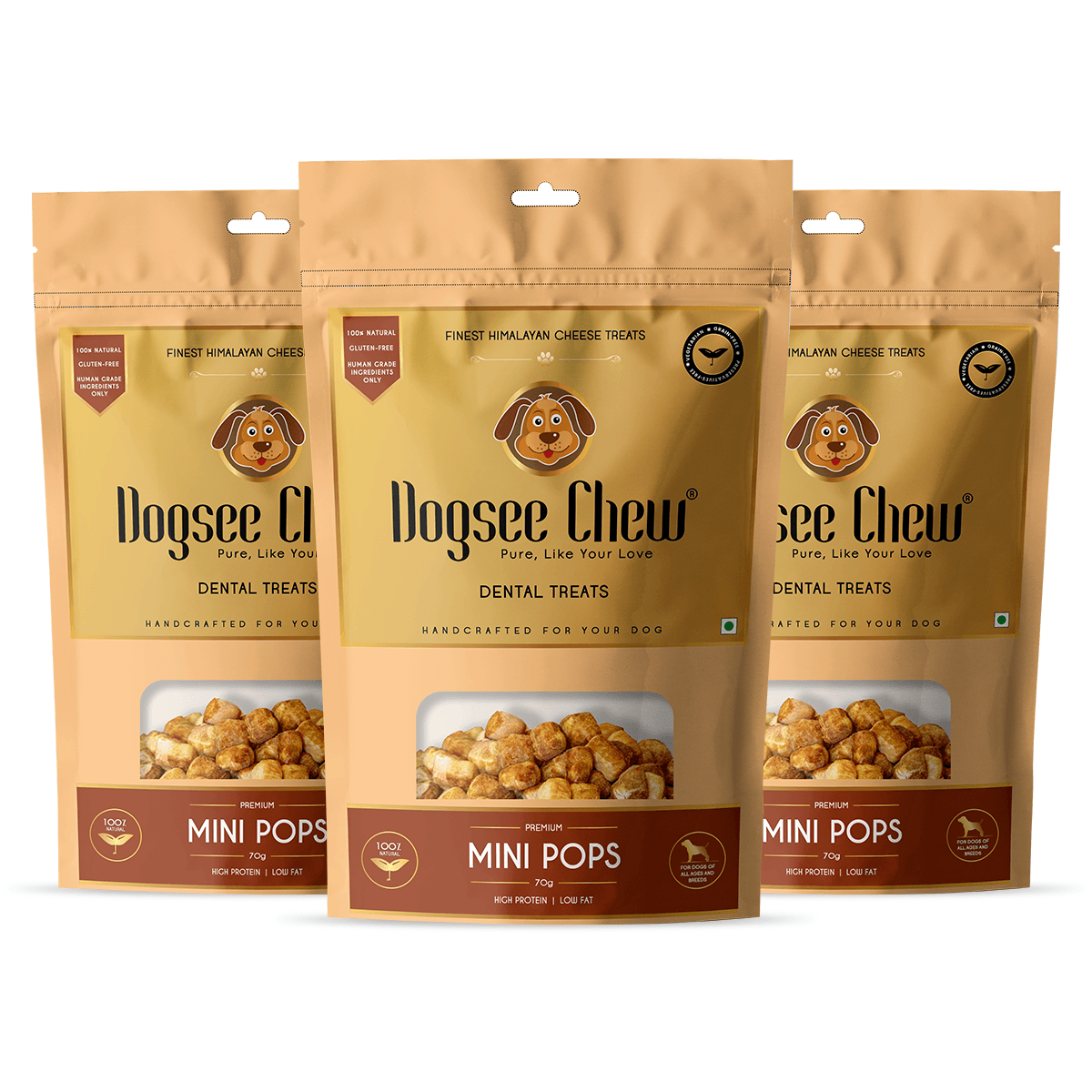 Dogsee Chew Mini Pops for Dogs & Puppies -70g(Pack of 3) | Dental Treats | High Protein | Low Fat | Helps Fight Plaque & Tartar | Weight Management