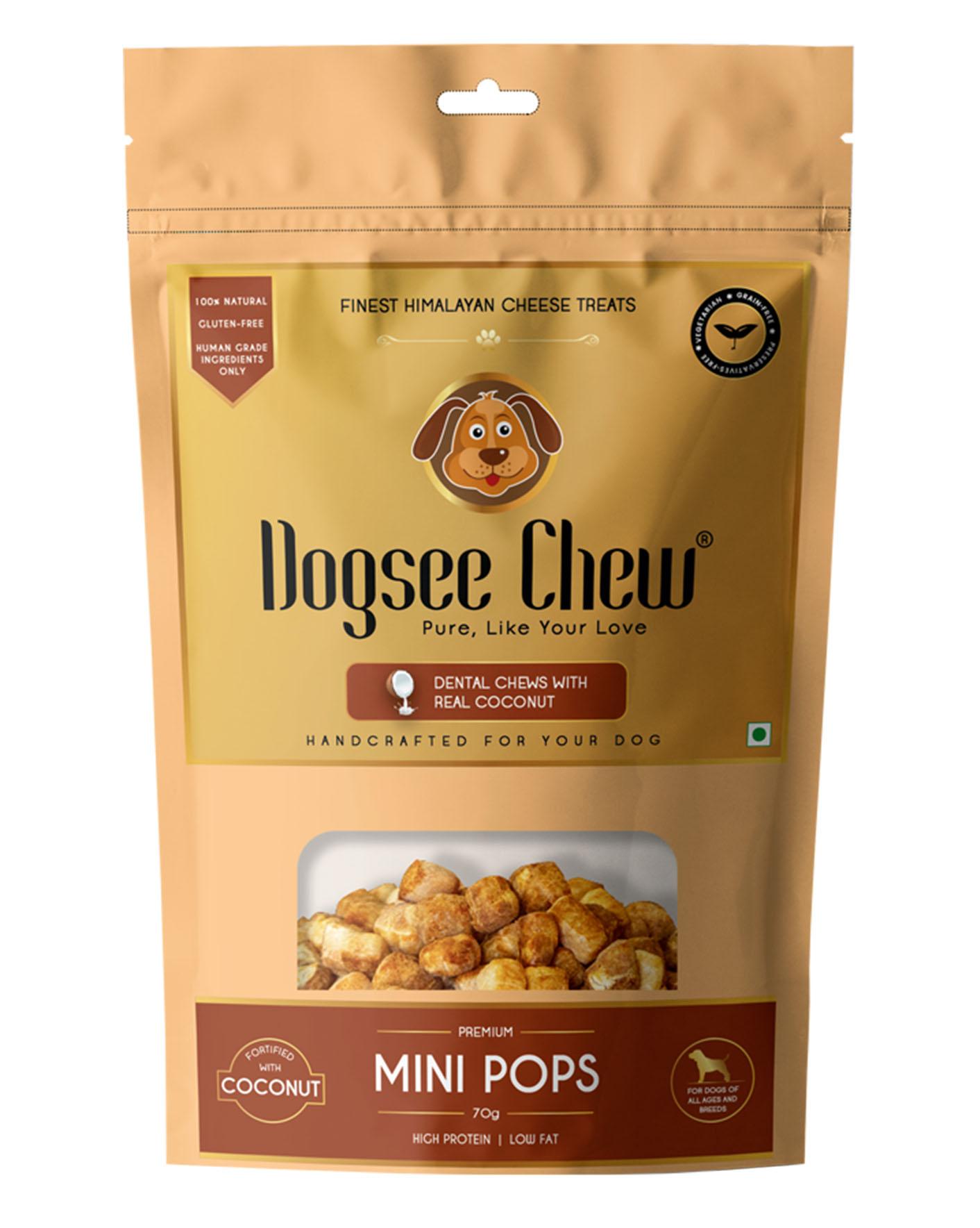 Dogsee Chew Mini Pops for Dogs & Puppies - Turmeric 70g | Dental Treats | High Protein | Low Fat | Helps Fight Plaque & Tartar | Weight Management