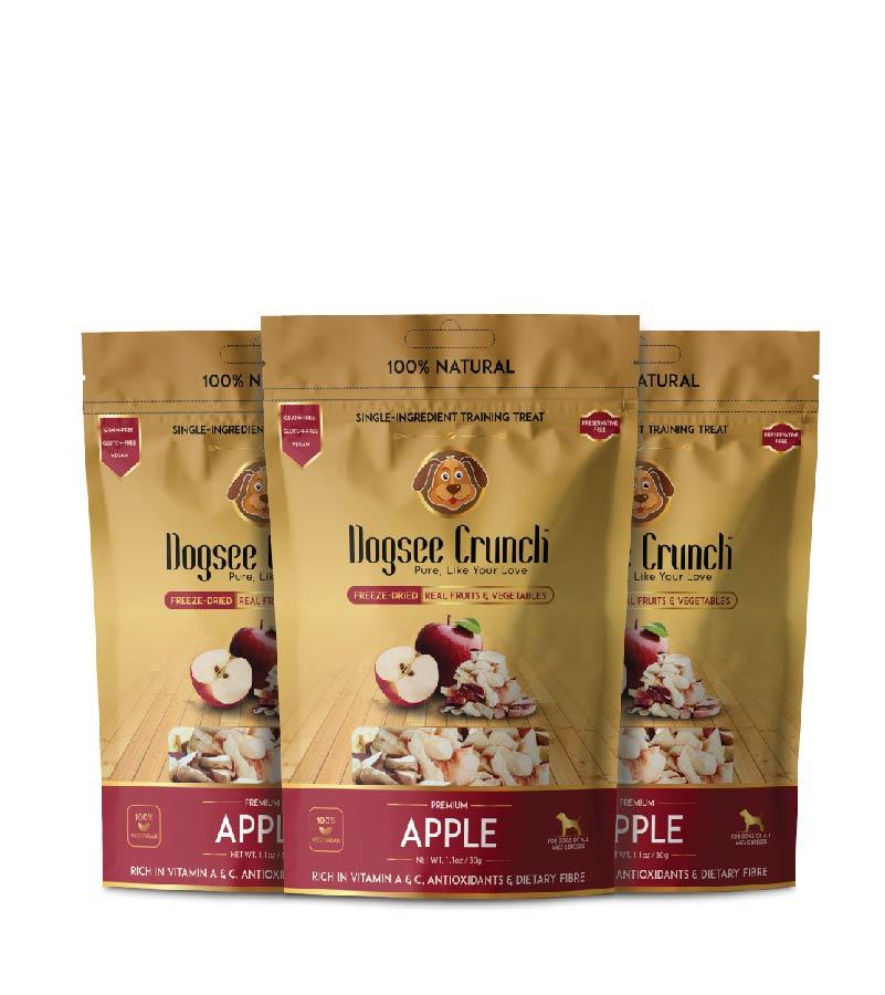 New Dogsee Crunch Single-Ingredient Freeze-Dried Apple Training Treat for Dogs, 30 g (Pack of 3)