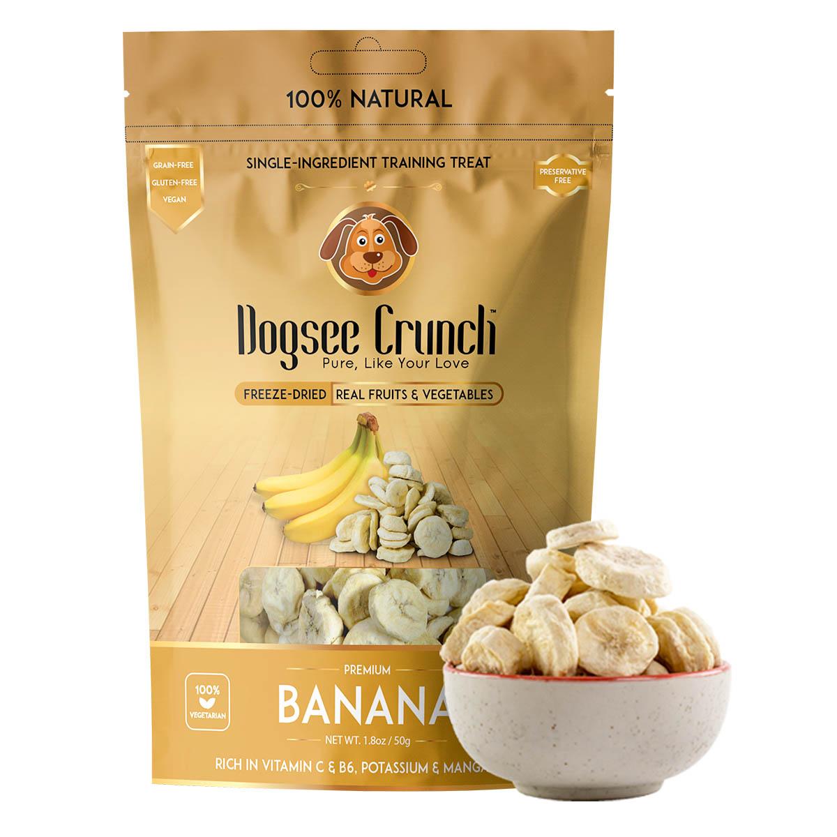 Dogsee Crunch Banana Training Treats for Dogs - 50g Real Bananas | for Stronger Muscles & Bones | Freeze-Dried Training Treats