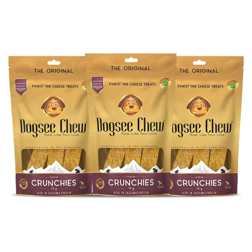 Dogsee Chew Crunchies - 70g(Pack of 3) | 100% Natural Himalayan Yak Chews | Helps Fight Plaque and Tartar | Maintains a Healthy Coat & Shiny Fur | Ideal for Dogs of All Ages & Breed