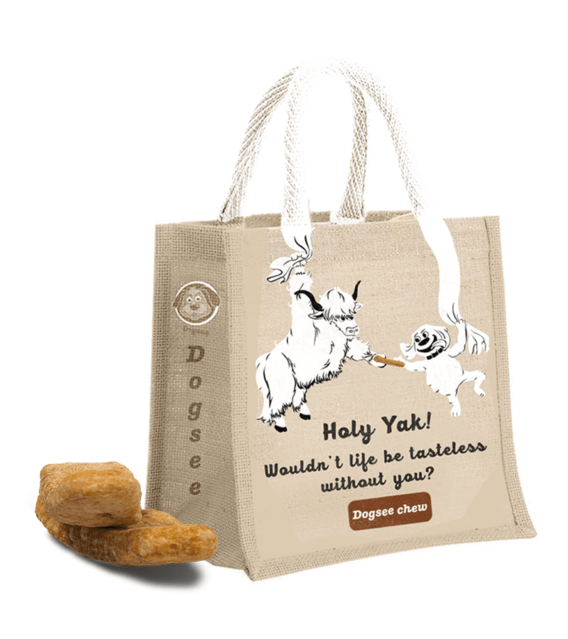 Dogsee Chew Crunchies | Jute Bag | 100% Natural Himalayan Yak Chews | Helps Fight Plaque and Tartar | Maintains a Healthy Coat and Shiny Fur | Ideal for Senior Dogs- 500 G