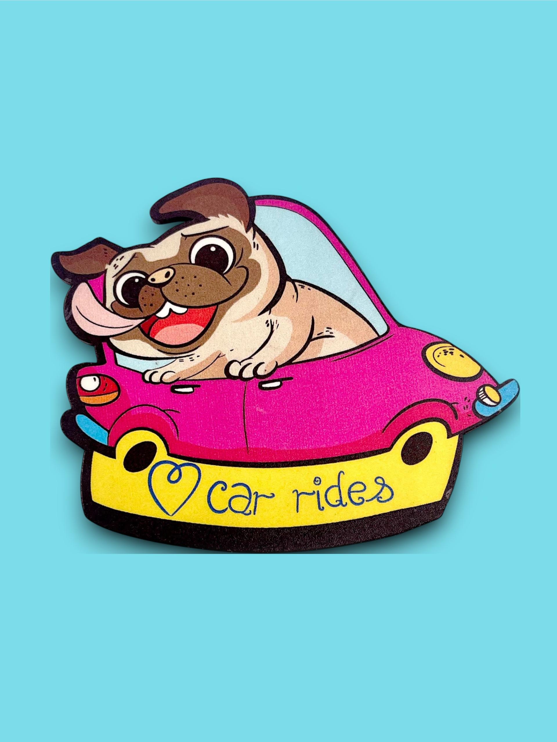 The Blot Studio Pug Car Rides Fridge magnet
