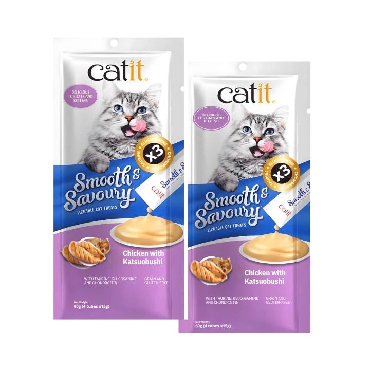 Catit Smooth & Savoury, Chicken with Katsuobushi,Combo 2 pack Bag