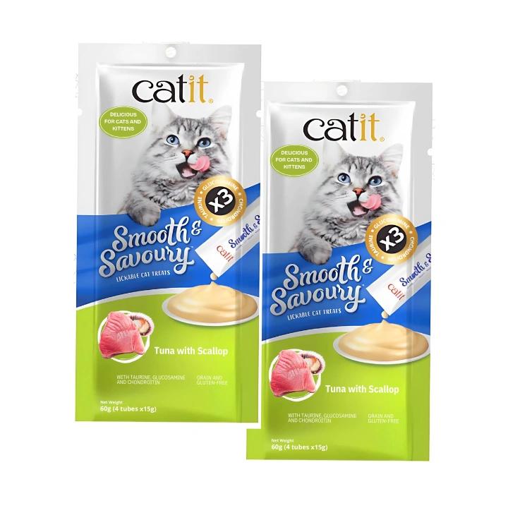 Catit Smooth & Savoury, Tuna with Scallop,Combo 2 pack Bag