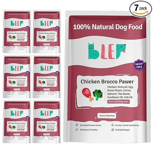 BLEP 100% Natural Dog Food | Chicken Broccoli | 7 Packs | Zero Preservatives - 7 pcs (700 g)