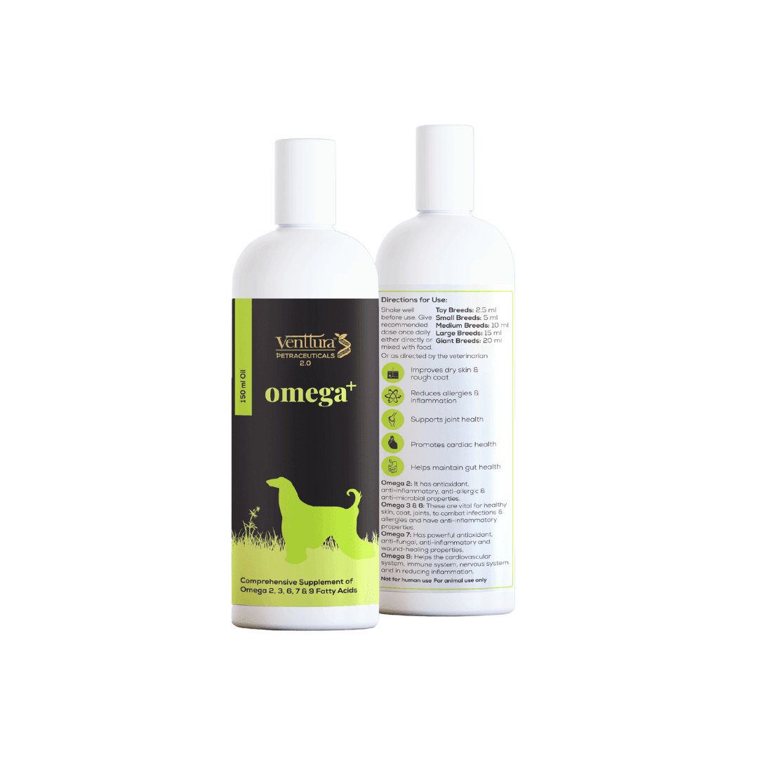 Venttura Petraceuticals Omega+ For Dogs, Pet Supplement For Healthy Skin, Glowing Coat And Boosting Immunity, Advanced Skin & Coat Formula For Dogs, Omega 3+6